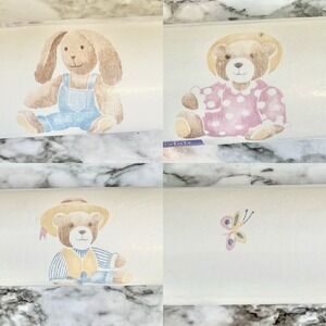 Mayfair NOS Vtg Country Bears Wallpaper Nursery Bunnies ‎ 90's 2 Rolls 112 Sq Ft